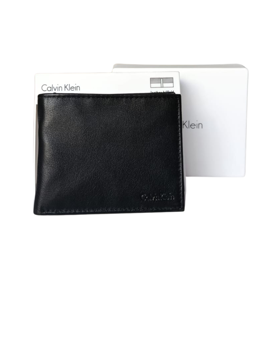 Billetera Calvin Klein de dos cuerpos de cuero genuino