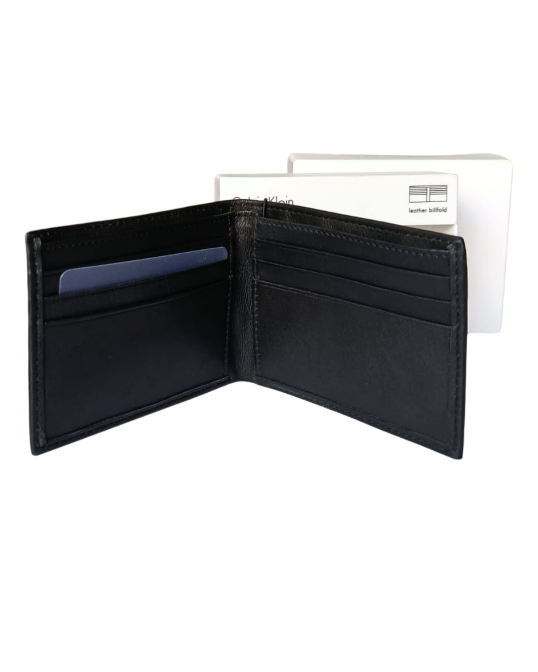 Billetera Calvin Klein de dos cuerpos de cuero genuino