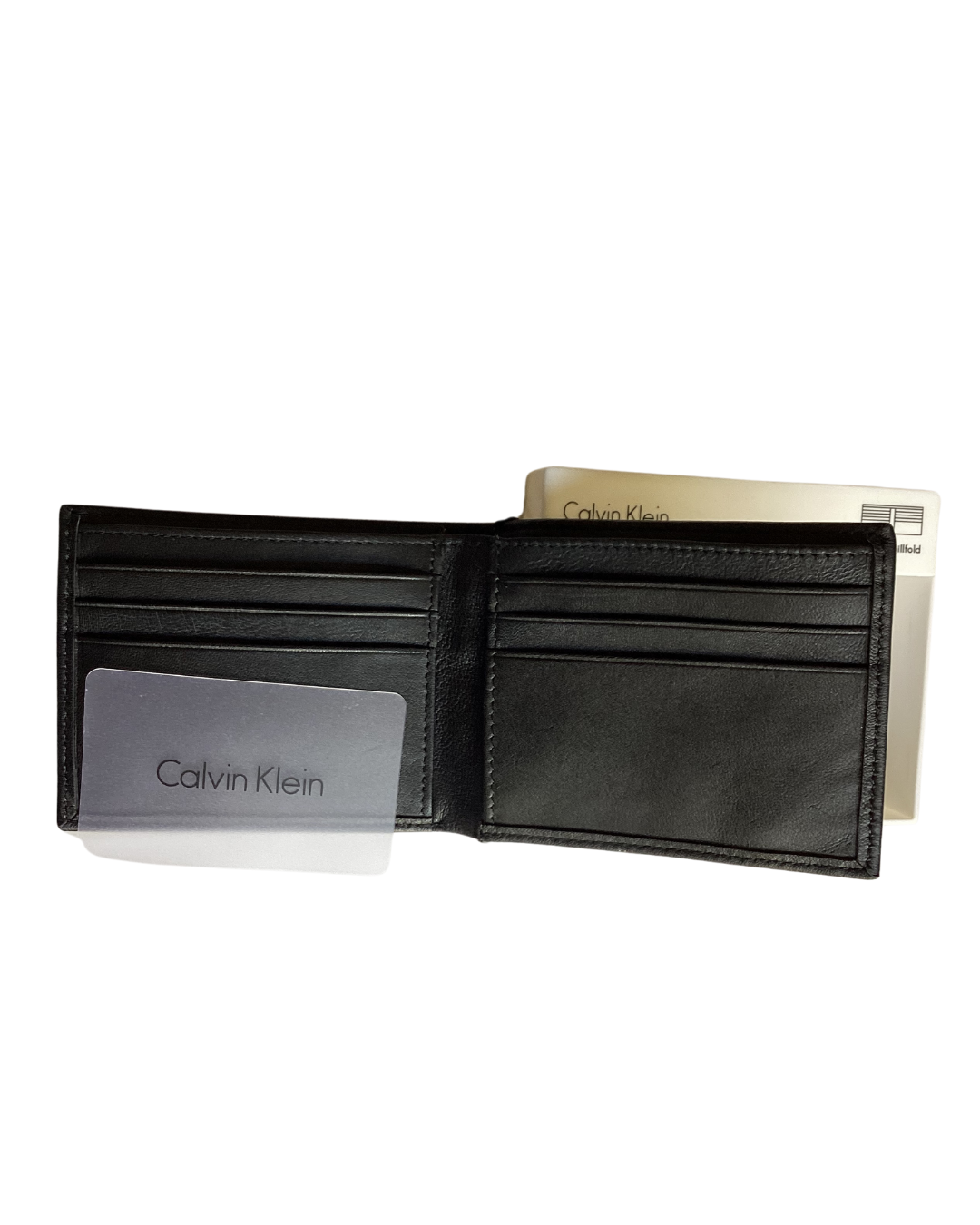 Billetera Calvin Klein de dos cuerpos de cuero genuino
