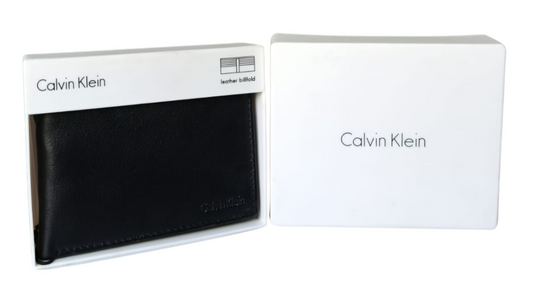 Billetera Calvin Klein de dos cuerpos de cuero genuino